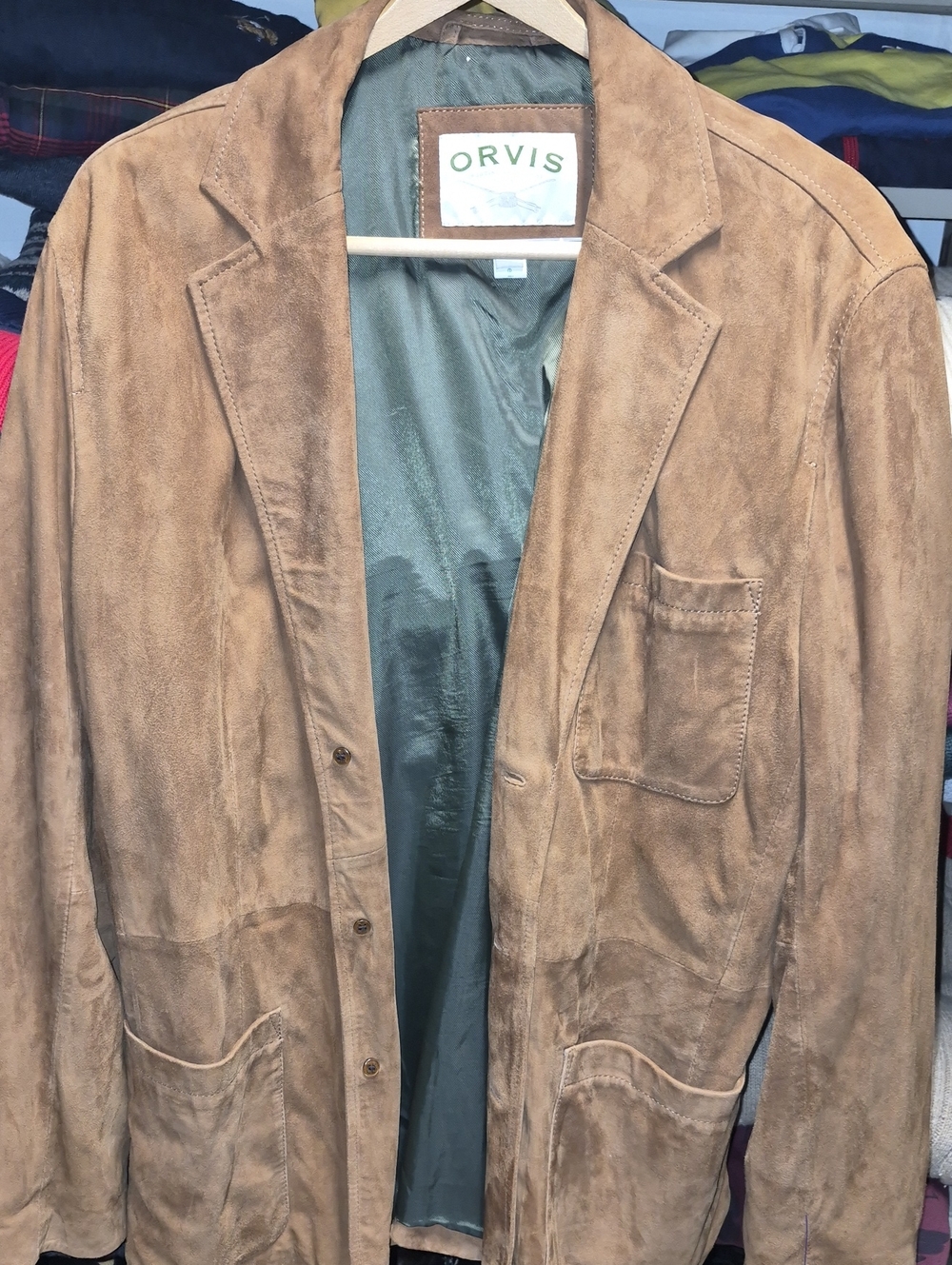 Orvis Men's Tan Suede Heavy Shirt Jacket Blazer Style Rich Color